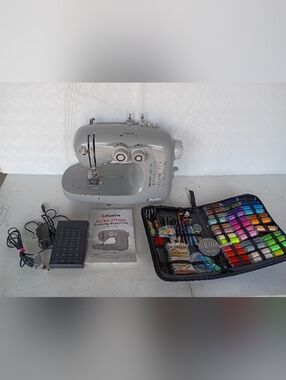 Melline Ultra-Stitch Sewing Machine in Light Gray with Accessory Kit